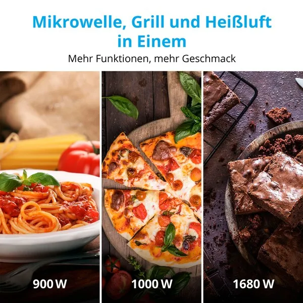 MEDION Mikrowelle MD 11493, Kombination aus Mikrowelle, Grill und Heißluft, 10 Automatikprogramme, 900 W, Digitaler Timer – Bild 5