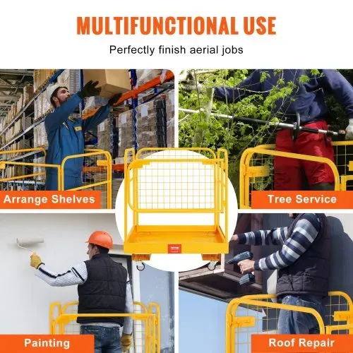 VEVOR Arbeitsbühne 92x92cm Arbeitskorb aus Q235B Sicherheitskorb Max. Ladekapazität bis 544kg Staplerbühne für 1-2 Personen Gabelstapler Faltbar Arbeitsplattform für sichere Arbeit in der Höhe – Bild 5