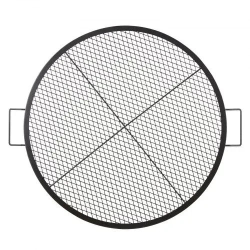 VEVOR X-Marks Feuerstellen-Grillrost, Φ 910 x 25 mm Lagerfeuer-BBQ-Grillrost aus Stahl mit Griff und Stütz-X-Draht, Tragbares Camping-Kochgeschirr für Partys und Zusammenkünfte im Freien, Schwarz – Bild 8