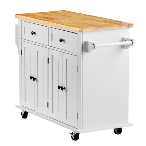 VEVOR Servierwagen Küchenwagen 1100 x 450 x 825 mm, 136 kg Belastbar Kücheninsel Küchenschrank, Rollwagen Küchentrolley mit Handtuchhalter & 2 Schubladen, Mikrowellenschrank Küchenrollwagen Massivholz – Bild 10