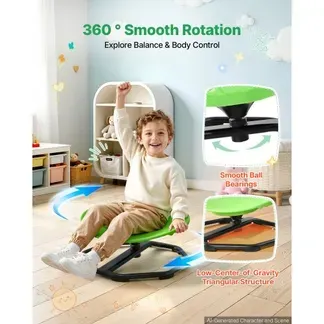 VEVOR Drehstuhl Kinder Autismus Sensorischer Drehsitz 50 kg 435×410 mm Grün, ADHS Hilfsmittel für Kinder im Alter von 2-6 Jahren, Förderung von Gleichgewicht Körperkoordination Greifkraft, PP-Material VEVOR Drehstuhl Kinder Autismus Sensorischer Drehsitz 50 kg 435×410 mm Grün, ADHS Hilfsmittel für Kinder im Alter von 2-6 Jahren, Förderung von Gleichgewicht Körperkoordination Greifkraft, PP-Material