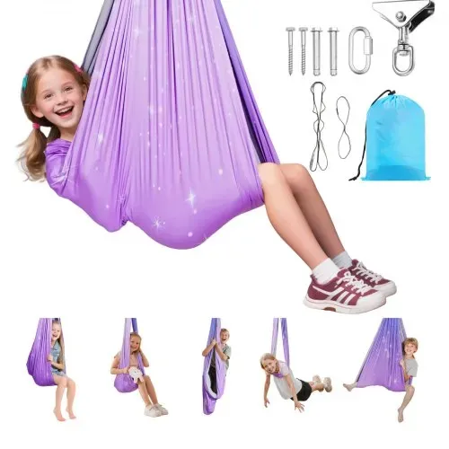 VEVOR Aerial Yoga Hängematte Set aus doppellagigem Stoff, Aerial Yoga Swing Air Fliegen, Yoga-Schaukel mit 360°-Drehaufhängung & O-Sling & 136,07 kg Max. Tragfähigkeit, Deckenschaukeln Rosa+Blau – Bild 9