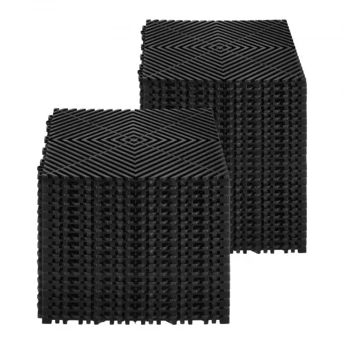 VEVOR ineinandergreifende Drainagematte Duschmatte 31 x 31 cm modulares ineinandergreifende Bodenmatten, 40 STK. Spleiß-Drainagematten, rutschfeste Drainage-Bodenfliesen, für Garage Garten Schwarz – Bild 8