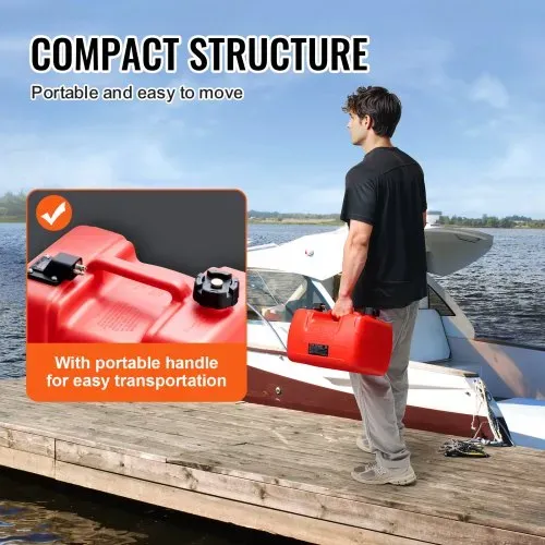 VEVOR Marine-Kraftstofftank, 12 L, tragbarer Bootstank mit Außenbordmotor, Kunststoff-Außenbord-Kraftstofftank für Marineboote mit Schlauch, leicht zu tragen für Yacht, Fischerboot, Deckboot, rot – Bild 5
