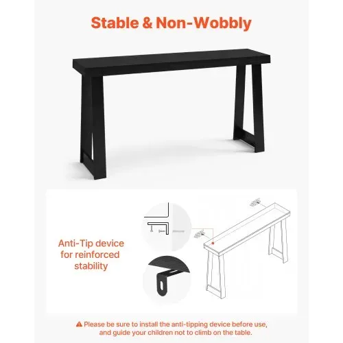 VEVOR Konsolentisch Eingangtisch hinter dem Sofa (140 x 30,5 x 81 cm / L x B x H), rechteckiger Beistelltisch aus MMehrschichtplatte für Flur Schlafzimmer Wohnzimmer Foyer, Flurtisch Schwarz modern – Bild 5