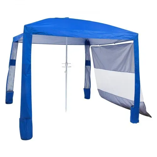 VEVOR Strand-Cabana, 2,4 x 2,4 m Strandzelt mit Seitenwand, UPF 50+ Sonnenschutz, Strandpavillon mit Sandsäcken, höhenverstellbarer & tragbarer Sonnenschutz für Familie und Freunde, Blau – Bild 8
