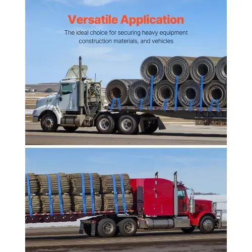VEVOR Windengurte, 4" x 30', 6000 lbs Tragfähigkeit, 18000 lbs Bruchfestigkeit, LKW-Gurte mit flachem Haken, für Anhänger, Bauernhöfe, Rettungen, Baumschoner, blau (10er-Pack) – Bild 5
