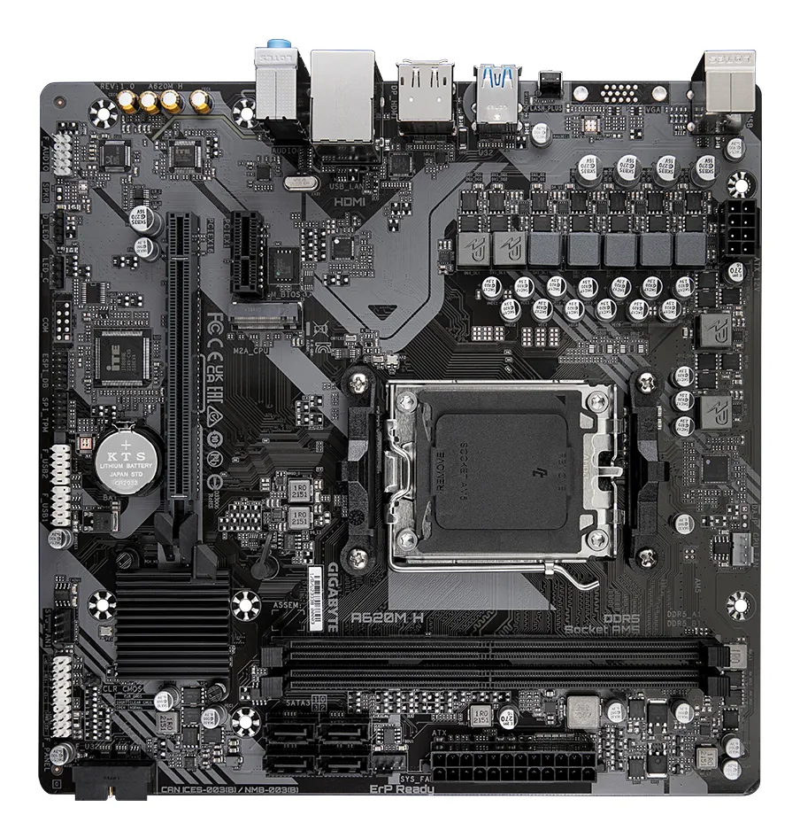 GIGABYTE A620M H Motherboard - Unterstützt AMD Ryzen 8000 CPUs, 5+2+2 Phasen Digital VRM, bis zu 7200MHz DDR5 (OC), 1xPCIe 4.0 M.2, GbE LAN, USB 3.2 Gen 1 – Bild 4