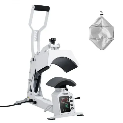 VEVOR Kappenpresse 580 W, Hutpresse mit Heizplatte (215,9 x 99mm), Mützenpresse mit Temperatur- und Zeitsteuerung, Transferpresse für Hüte Kappen Mützen Stirnbänder Mundschutz, DIY Heizpresse Weiß – Bild 8