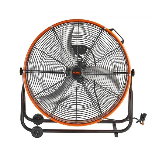 VEVOR Trommelventilator, 24 Zoll Bodenventilator, Industrieventilator mit 3 Gänge, 8600 CFM, 360° verstellbarer, Windmaschine, Hallenlüfter Trommelgebläse für Lager, Werkstatt, Fabrik, Keller – Bild 8