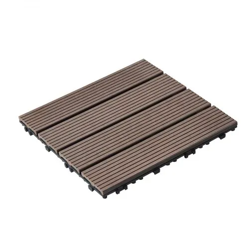 VEVOR Terrassenfliesen, 10er-Set, Balkonfliesen 295 x 295 mm, Klickfliesen, wasserdichter Kunststoff-Bodenbelag für den Außenbereich, Terrassenbodenbelag für Veranda, Pool, Balkon, Dunkelbraun – Bild 10