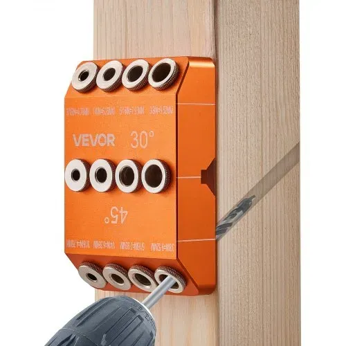 VEVOR Bohrführung 30°/45°/90° Winkelbohrloch-Führungslehre Bohrschablone (4 Größen), zum Bohren von abgewinkelten oder horizontalen Löchern, für Deckkabelgeländer Treppenhandläufe – Bild 7