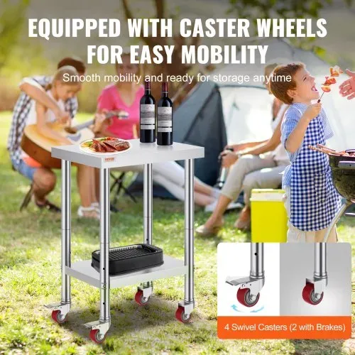 VEVOR Edelstahltisch Arbeitstisch 609,6 x 457,2 x 863,6 mm Edelstahl Catering Arbeitstisch 100kg für Belastbarkeit Lebensmittel Zubereitungstisch Gewerblicher Arbeitstisch – Bild 3