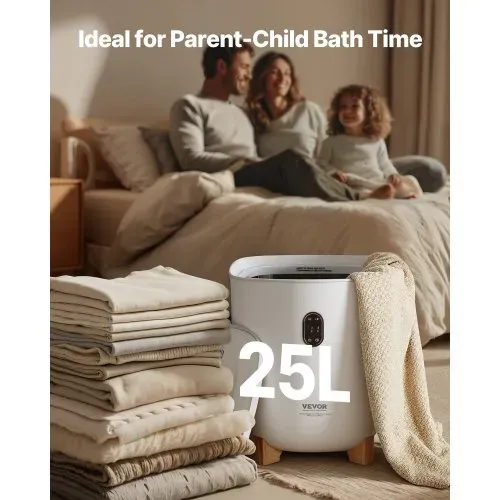 VEVOR 25L großer Handtuchwärmer-Eimer, Handtuchwärmer mit LED-Bildschirm und Heizsäulen unten, intelligenter Handtuchwärmer mit einstellbarem Timer für Badezimmer, Bademantel, Decke und Pyjama, automatische Abschaltung, weiß – Bild 4