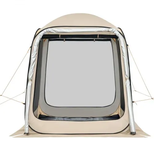 VEVOR Campingzelt, 182,88x182,88 cm, Pop-Up-Zelt für SUV-Heckklappe, tragbares Partyzelt 4-6 Personen mit Tragetasche, Seitenwände aus Netz, für Camping, Garten und Outdoor-Aktivitäten, Beige – Bild 9