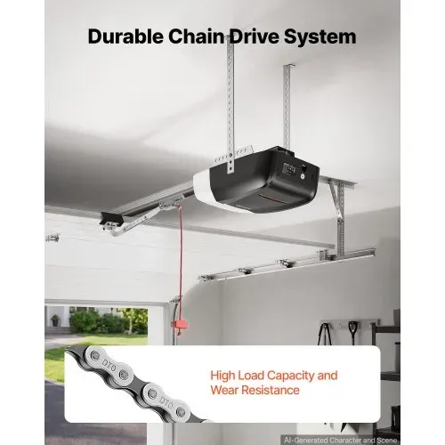 VEVOR Garagentorantrieb 800 N Garagentoröffner Hochleistungs-Kettenantrieb, für Private Garagen, 4-tlg. Schienensystem, 2 Handsender & LED-Beleuchtung, Ein-Tasten-Bedienung im Fahrzeug, Schwarz & Weiß – Bild 3