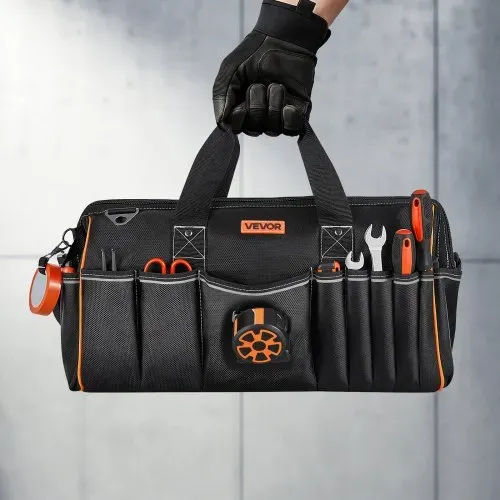 VEVOR Werkzeugtasche 51x25x28cm, Aufbewahrungstasche mit 14 Innen- & 19 Außenfächern, Wasserfester Werkzeug-Organizer aus Polyester mit Schultergurt & Reißverschluss, Werkzeugbeutel für Handwerker – Bild 7