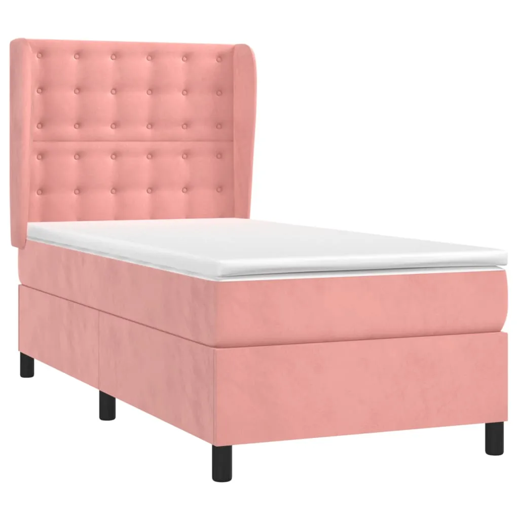 vidaXL Boxspringbett mit Matratze Rosa 80x200 cm Samt – Bild 3