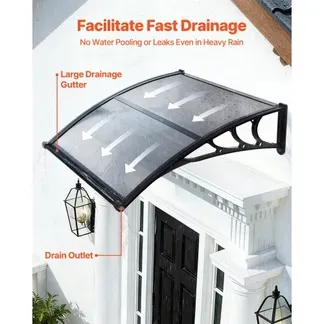 VEVOR Vordach für Haustür, 965×1017 mm, Pultbogenvordach, Überdachung mit Entwässerung & ABS-Halterung, Regen-, Schnee- & Sonnenschutz, Polycarbonat-Türdach für Veranda & Terrasse, Rauchgrau VEVOR Vordach für Haustür, 965×1017 mm, Pultbogenvordach, Überdachung mit Entwässerung & ABS-Halterung, Regen-, Schnee- & Sonnenschutz, Polycarbonat-Türdach für Veranda & Terrasse, Rauchgrau