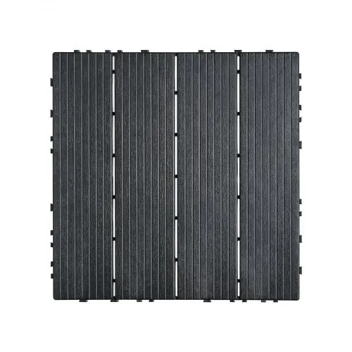 VEVOR Terrassenfliesen, 10er-Set, Balkonfliesen 30 x 30 cm, Klickfliesen, wasserdichter Kunststoff-Bodenbelag für den Außenbereich, Terrassenbodenbelag für Veranda, Pool, Balkon, Hinterhof, Dunkelgrau – Bild 9