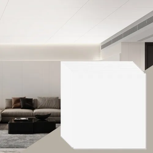 VEVOR Deckenfliesen, 12er-Pack 24 x 24 Zoll, abgehängte Deckenfliesen aus hochwertigem PVC-Schaumstoff, feuerfest, gute Flexibilität und einfache Installation, Deckenverkleidung für die Dekoration zu Hause/im Büro, glattes Weiß VEVOR Deckenfliesen, 12er-Pack 24 x 24 Zoll, abgehängte Deckenfliesen aus hochwertigem PVC-Schaumstoff, feuerfest, gute Flexibilität und einfache Installation, Deckenverkleidung für die Dekoration zu Hause/im Büro, glattes Weiß