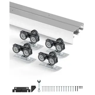 VEVOR Schiebetür-Beschlagschienensatz Schiebetürsystem 1524 mm, Doppelschienen Schiebetürsystem aus Aluminiumlegierung, passende Türbreite 775 mm x 2, Schiebetürbeschlag 68 kg belastbar VEVOR Schiebetür-Beschlagschienensatz Schiebetürsystem 1524 mm, Doppelschienen Schiebetürsystem aus Aluminiumlegierung, passende Türbreite 775 mm x 2, Schiebetürbeschlag 68 kg belastbar
