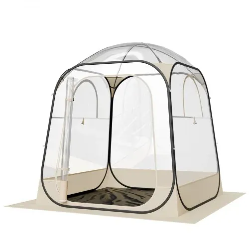 VEVOR Transparentes Zelt, 160x160x182 cm, Pop-up-Zelt für 2–4 Personen, Sportzelt mit Bodenmatte & oberer Abdeckung, Outdoor-Bubble-Zelt, Campingunterstand für Veranstaltungen, Angeln, Jubeln – Bild 8