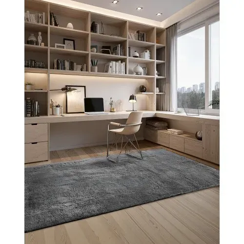 VEVOR Hochflor Teppich 2438x1524 mm, flauschiger Teppich mit dreilagigem Material, 35 mm Florhöhe, Bodenteppiche für Wohnzimmer, Schlafzimmer, Wintergarten, fusselfrei & weich, rutschfest, Grau – Bild 4