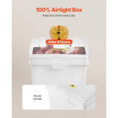 VEVOR Mehl und Reis Behälter Kapazität 25 kg, 3 Stück Aufbewahrungsbox Küche 35,5 x 50 x 45 cm, dreifach Vorratsdosen weiß Speicherung für Getreide und anderen Trockenwaren – Bild 2