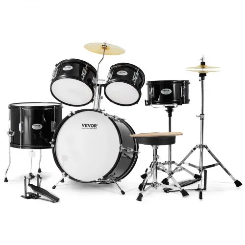 VEVOR Schlagzeugset für Kinder, 5-teilig, Anfänger-Schlagzeugset mit Bass-Toms, Snare, Standtrommel, verstellbarem Thron-Becken, Hi-Hat-Pedal und zwei Paar Drumsticks, für Kinder, schwarz VEVOR Schlagzeugset für Kinder, 5-teilig, Anfänger-Schlagzeugset mit Bass-Toms, Snare, Standtrommel, verstellbarem Thron-Becken, Hi-Hat-Pedal und zwei Paar Drumsticks, für Kinder, schwarz