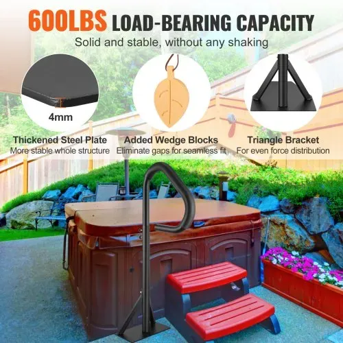 VEVOR Whirlpool-Handlauf 88,9–144,8cm höhenverstellbar Spa-Geländer Whirlpool Aluminiumlegierung rostfrei korrosionsbeständig Pool Handlauf 272kg Tragfähigkeit Haltegriff Einstiegshilfe – Bild 2