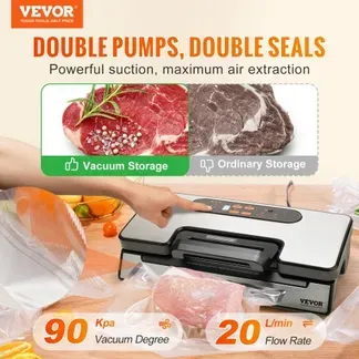 VEVOR Vakuumiergerät 130W Vakuumierer 90Kpa Einschweißgerät 30cm Dichtungslänge Folienschweißgerät für trockene oder feuchte Lebensmittel Inkl. 10x Vakuumbeutel,2x Vakuumbeutelrolle und Schlauch VEVOR Vakuumiergerät 130W Vakuumierer 90Kpa Einschweißgerät 30cm Dichtungslänge Folienschweißgerät für trockene oder feuchte Lebensmittel Inkl. 10x Vakuumbeutel,2x Vakuumbeutelrolle und Schlauch
