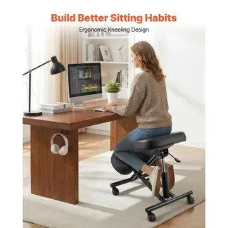 VEVOR Ergonomischer Kniehocker mit Rollen, Mobiler Höhenverstellbarer Kniestuhl in X-Form mit Dicken Schaumstoffpolstern, zur Entlastung von Nacken & Rücken, für Zuhause, Büro & Meditation, Schwarz VEVOR Ergonomischer Kniehocker mit Rollen, Mobiler Höhenverstellbarer Kniestuhl in X-Form mit Dicken Schaumstoffpolstern, zur Entlastung von Nacken & Rücken, für Zuhause, Büro & Meditation, Schwarz