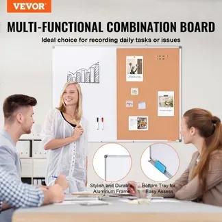 VEVOR 48″ x 36″ Whiteboard & Korktafel-Kombination mit Aluminiumrahmen – 2-in-1 magnetische, trocken abwischbare Pinnwand zur Wandmontage – Ideal für Schule, Zuhause, Büro VEVOR 48″ x 36″ Whiteboard & Korktafel-Kombination mit Aluminiumrahmen – 2-in-1 magnetische, trocken abwischbare Pinnwand zur Wandmontage – Ideal für Schule, Zuhause, Büro