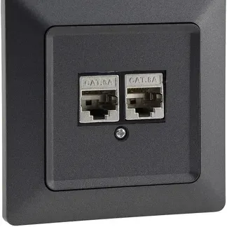 MILOS Netzwerk-Dose 2x CAT6 inkl. Rahmen, UP, Anthrazit MILOS Netzwerk-Dose 2x CAT6 inkl. Rahmen, UP, Anthrazit