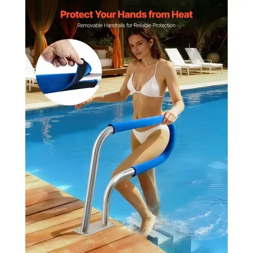 VEVOR Schwimmbad Handlauf, 788x100x558 mm, 100 kg Tragkraft, Pool Haltegriff aus Edelstahl 304, abnehmbare rutschfeste Hülle, umfangreiches Zubehör, für Poolbereiche, Wasserparks & Spa-Zentren – Bild 3