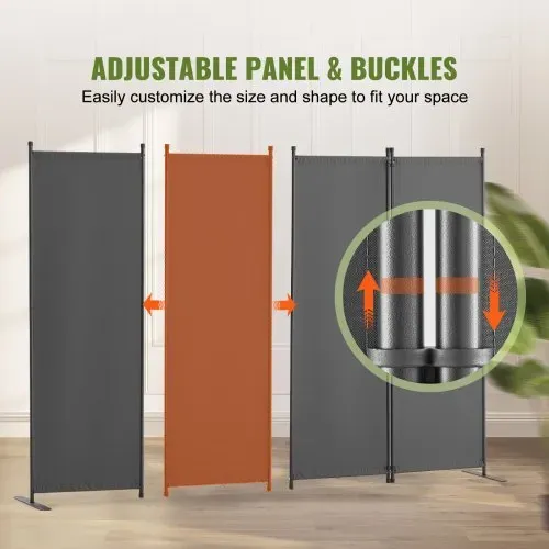 VEVOR Raumteiler Trennwand 4-teiliger Paravent Stellwand, faltbarer Sichtschutz für Büro Schlafzimmer Esszimmer Arbeitszimmer Balkon, Raumtrenner freistehend (56 x 45 x 172,5 cm), Grau – Bild 3