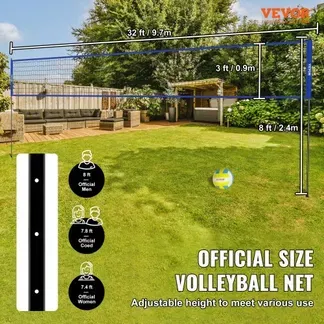 VEVOR Volleyballnetz Höhenverstellbares Volleyballnetz Set, 9,7 x 2,4 m Tragbarer Beachvolleyball-Netz, Blau Volleyballnetz Faltbare Volleyballnetz mit Volleyball & Tragetasche, für Garten, Strand VEVOR Volleyballnetz Höhenverstellbares Volleyballnetz Set, 9,7 x 2,4 m Tragbarer Beachvolleyball-Netz, Blau Volleyballnetz Faltbare Volleyballnetz mit Volleyball & Tragetasche, für Garten, Strand