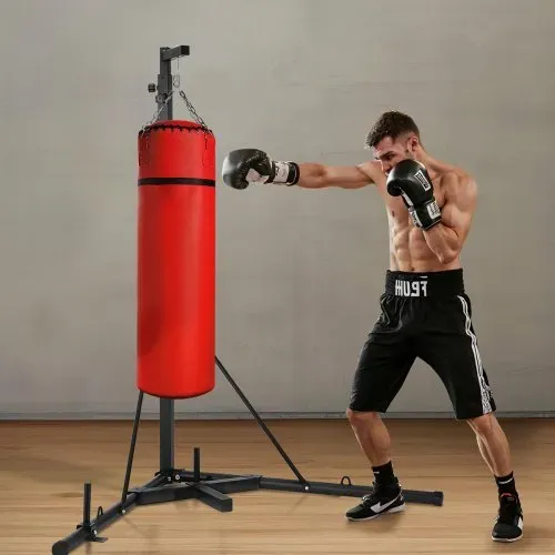 VEVOR Boxsackständer Boxsackhalter Trainingsgerät aus Stahl (65 kg belastbar) höhenverstellbares freistehendes Sandsackgestell Ständer mit beschwerter Basis, Trainingsgerät für Fitness-Studio – Bild 7