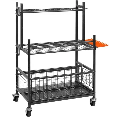 VEVOR Gartengeräte Ständer 652 x 403 x 990 mm Gerätehalter Organizer Kohlenstoffstahl Mehrzweck Gartengeräteaufbewahrungsregal 16 Schlitzen 18 Haken Gartenwerkzeug Halter Besenhalter – Bild 9