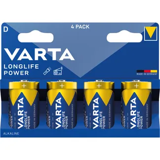 Mono-Batterie VARTA “Longlife Power“, Alkaline, Typ D, LR20, 1,5V, 4er-Pack Mono-Batterie VARTA “Longlife Power“, Alkaline, Typ D, LR20, 1,5V, 4er-Pack