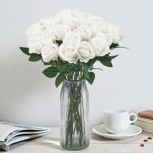 VEVOR Künstliche Blumen Rosen, 120 Stück Kunstblumen, Weiße Gefälschte Rose mit Stielen, Schaumrosen für DIY Hochzeit Blumensträuße Braut Valentinstag Muttertag Zuhause Dekoration – Bild 7