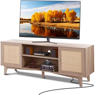 VEVOR Rattan-TV-Ständer 191cm Fernseher Boho-TV-Schrank Fernsehschrank Eiche VEVOR Rattan-TV-Ständer 191cm Fernseher Boho-TV-Schrank Fernsehschrank Eiche