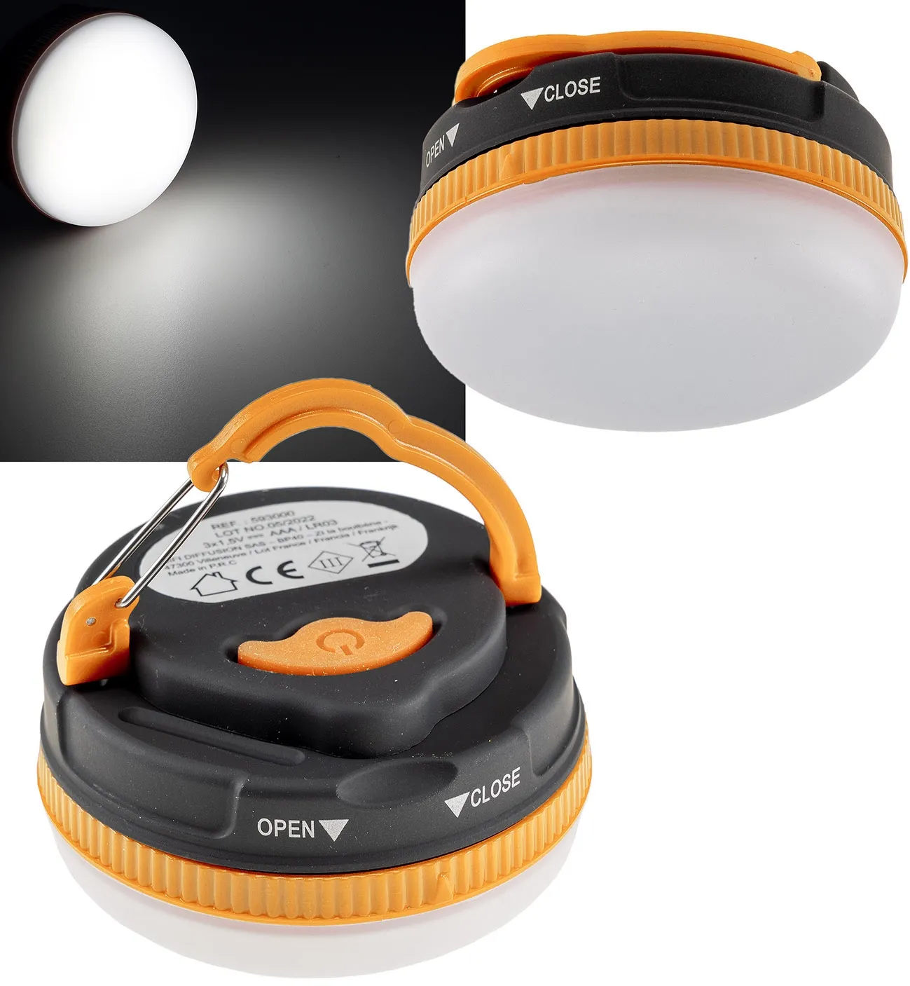 LED Arbeitsleuchte IP44, Batterie 3xAAA Magnet,& Haken, ØxH 7x4cm, IP44 LED Arbeitsleuchte IP44, Batterie 3xAAA Magnet,& Haken, ØxH 7x4cm, IP44