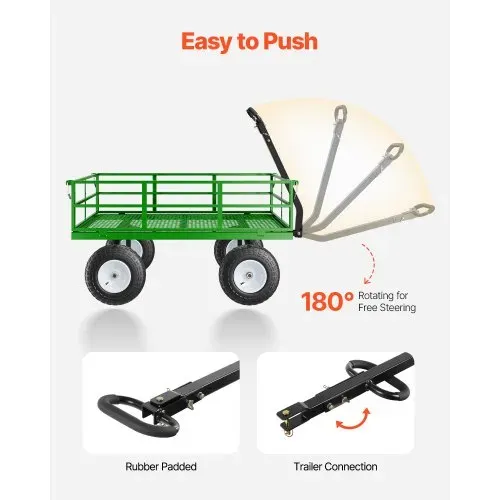 VEVOR Bollerwagen 110x75x67 cm, Transportwagen, Gartenwagen, Gerätewagen, 2-in-1-Handwagen, mit All-Terrain-Reifen, abnehmbaren Seitenteilen aus Netzmaterial und um 180° drehbarem Griff – Bild 5