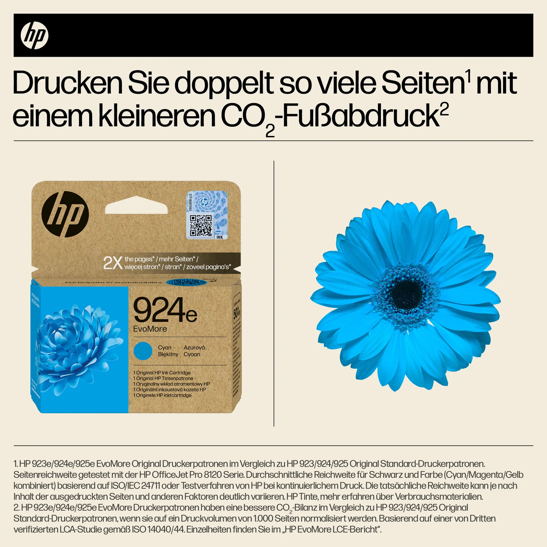 HP 924e EvoMore Cyan Original Druckerpatrone – Bild 2