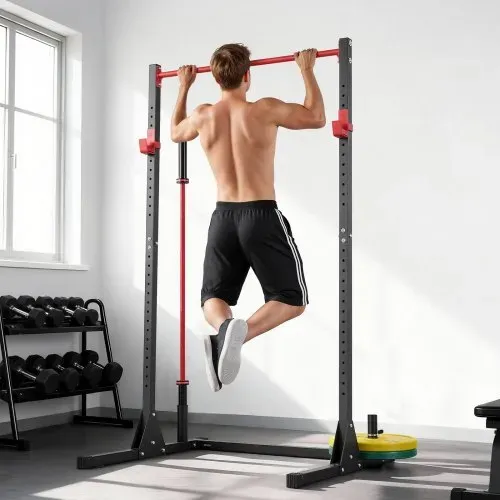 VEVOR Power Rack 362,87 kg Belastbar, multifunktionales Squat Rack für Heimfitnessstudio, Krafttrainingsgerät mit 28-fach verstellbaren J-Haken für Langhantel-Kniebeugen Klimmzüge Gewichtheben – Bild 7