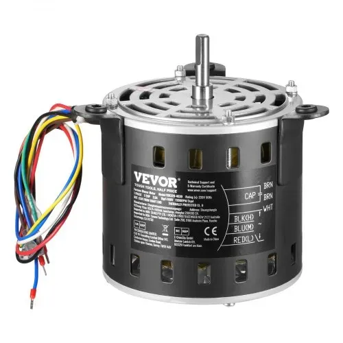 VEVOR 1/2 PS Gebläsemotor, 220 V, 2,6 Ampere, 1300 U/min, 3 Gang (1300/1100/800 U/min), 10 mm Wellendurchmesser, 20 mm Wellenlänge, ROT. CCW vom Wellenende, inkl. CBB60 15 μF/450 V Kondensator – Bild 8