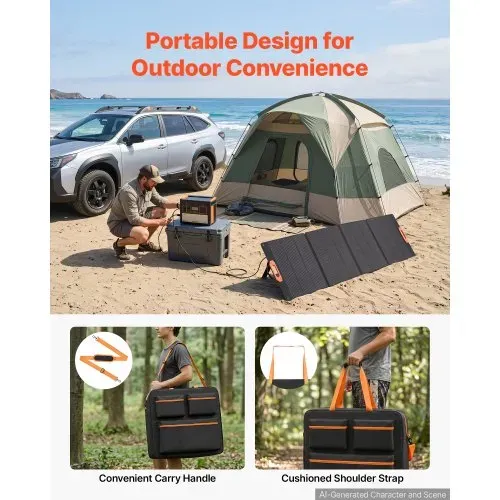 VEVOR Aufbewahrungstasche für 2x 200W Faltbare Solarpanele Schwarz & Orange, Tragbare Solarmodul Tasche für Outdoor Camping Ausflug & Wohnmobile, aus Polyesterfaser, Wasserdicht, mit Schultergurten – Bild 4