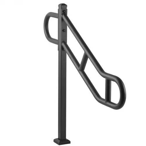 VEVOR Handlauf mit einem Pfosten für 1–3 Stufen im Außenbereich, 40,5" L x 35,4" H gebogener Treppenhandlauf aus Metall, bodenmontiertes Treppengeländer aus Karbonstahl, U-förmiger Haltegriff mit 2 rutschfesten Querstangen für die Garage – Bild 10